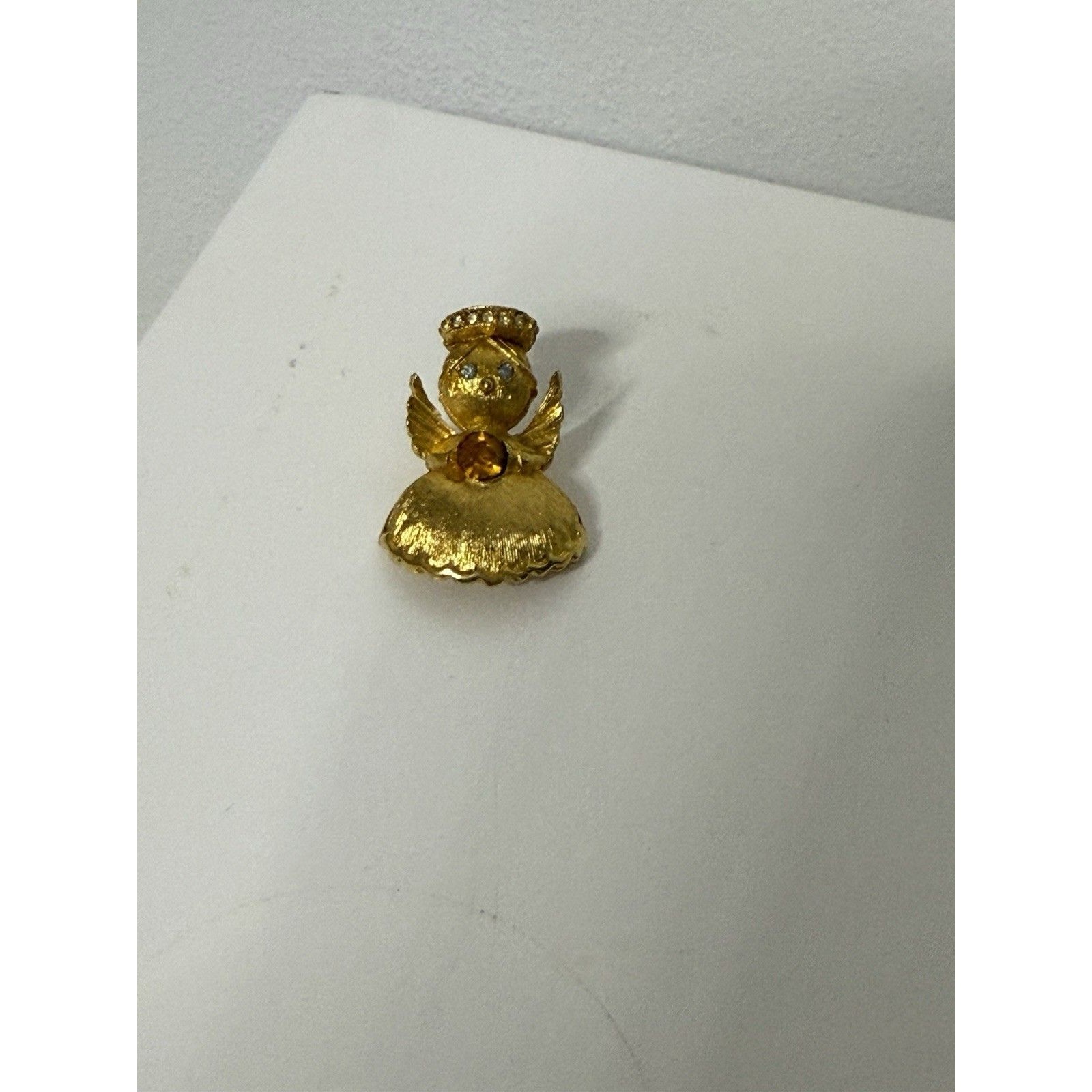 Ultra Craft Vintage Gold Tone Angel Brooch Pin With November Birthstone